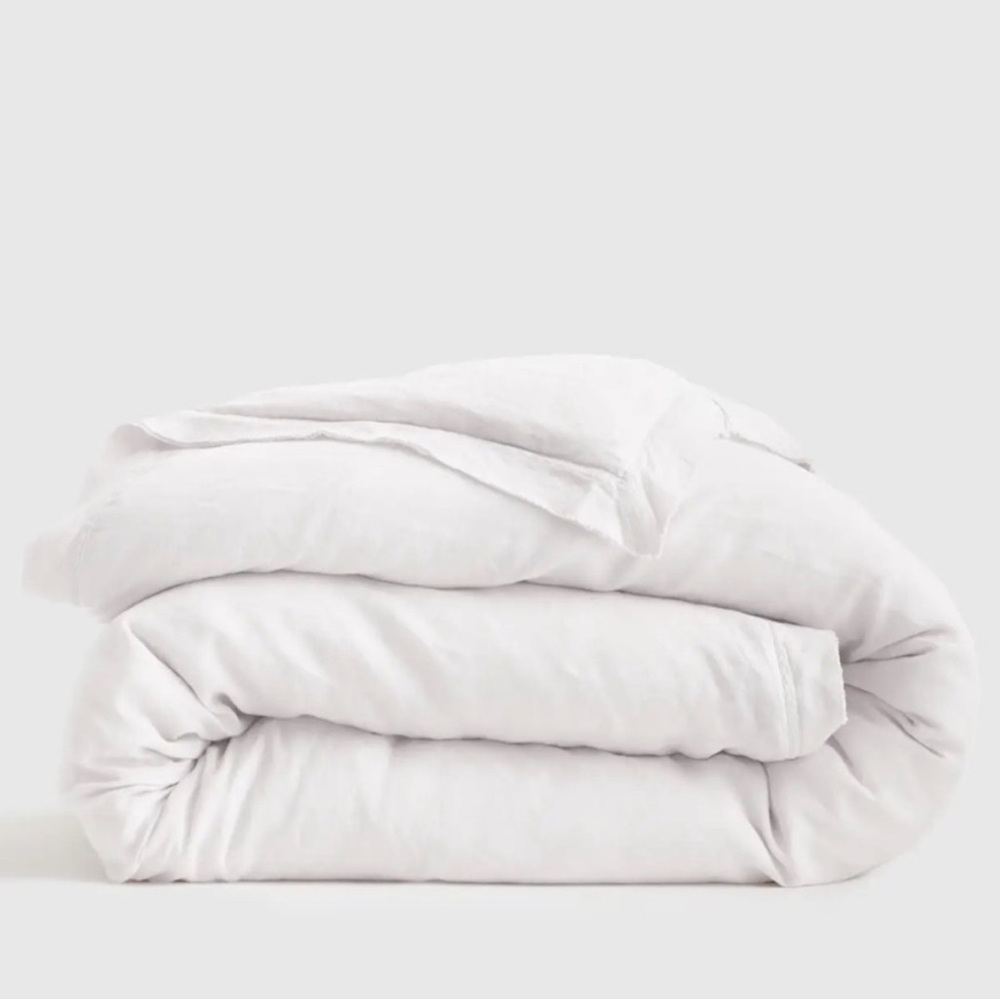 Nwot QUINCE European Linen Double Flange Duvet Cover King White